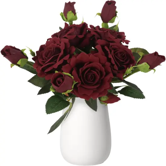 15 Heads 5 Pcs Velvet Realistic Roses for Home Decor {1}