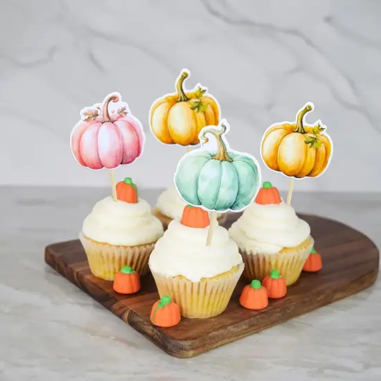 36Pcs Pumpkin Cupcake Toppers {4}