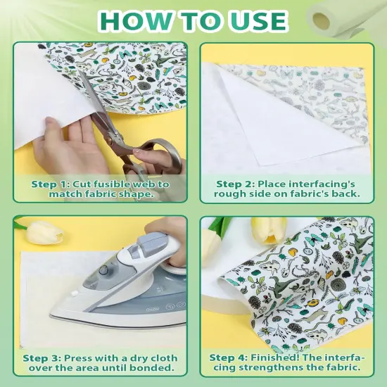 Woven Cotton Iron-On Fusible Interfacing: 10.6 inch X 10 Yards White Medium Weight 100% Cotton {3}