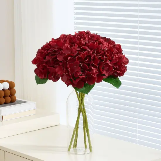 8Pcs Burgundy Fake Flowers bouquet {3}