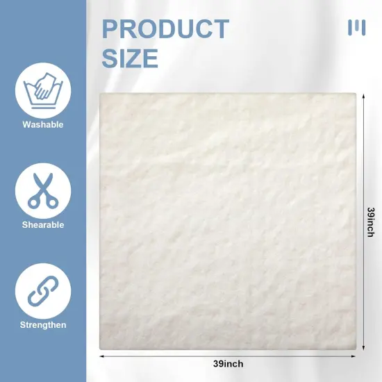 3 Pcs Natural Cotton Quilt Batting Heat Resistant Batting Warm White (40 x 40 Inch) {3}