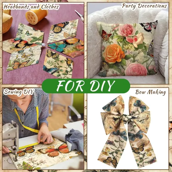 60 Pcs 10 x 10 Inch Vintage Butterfly Quilting Fabric Squares Summer Butterfly Fabric {5}