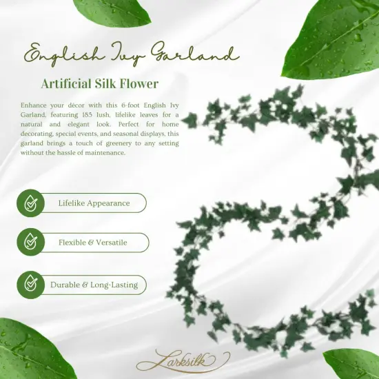 Elegant 6' English Ivy Garland with 185 Lush Leaves - Vibrant Green, Perfect for Home D&eacute;cor and Celebrations, Floral Home by Artificial Flowers {5}