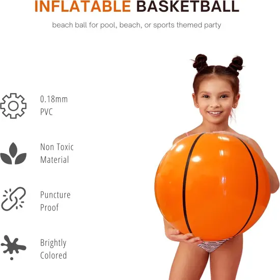 4E's Novelty 20"" 3 Pack Inflatable Basketballs - Basketball Party Decorations & Supplies {2}