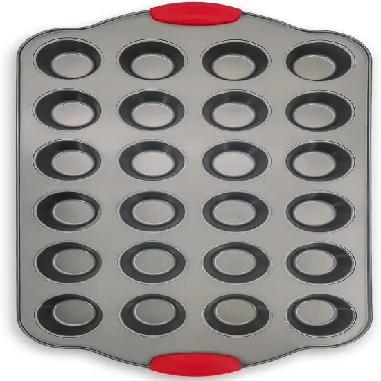 24 Cup Mini Muffin Pan with Silicone Handles | Professional Non-Stick Cupcake Pan for Muffins, Cupcakes, Egg Bites, and More {1}