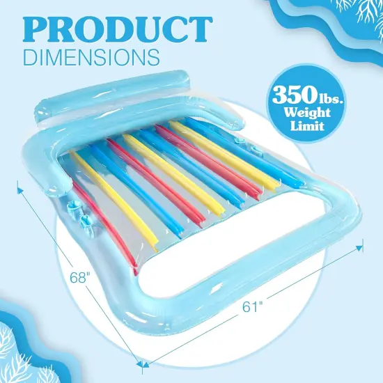 4E's Novelty 2 Person Pool Lounger with Cup Holder - Inflatable Floats for Adults for Summer Party Favors {3}