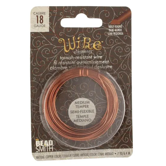 The Beadsmith Half-Round Craft Wire - Wire Elements - Medium Temper - 18 Gauge, 7 Yard Coil - Antique Copper Color - Beading Wire Used for Jewelry Making, Wire Wrapping, and Other DIY Arts & Crafts {6}