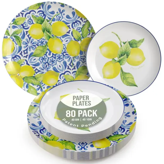 Earthtrends Heavy Duty Paper Plates for parties &ndash; Includes 8-Inch Paper Dessert Plates and 10-Inch Paper Dinner Plates &ndash; Disposable Floral Paper Plates for Parties, Weddings, Events, BBQs, Birthdays, Catering, Holidays &ndash; Elegant Tableware Set Tuscan 80 {1}