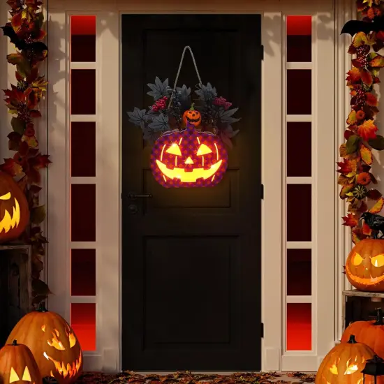 Lighted Halloween Pumpkin Sign {3}