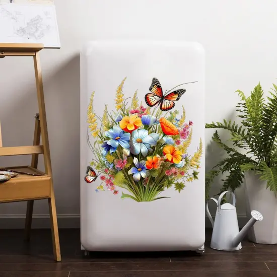 Flowers Green Plant Butterflies Vinyl Sticker Wall Decals {4}