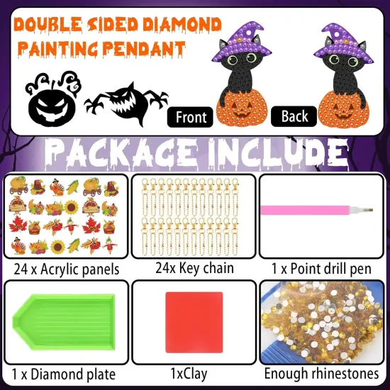 24 Pcs Halloween Diamond Art Keychains {2}