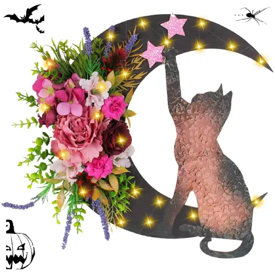 Halloween Wreaths Moon Cat Wreath Garland {1}