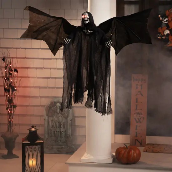 Northlight LED Lighted Animated Winged Grim Reaper Halloween Decoration - 50" Black {1}