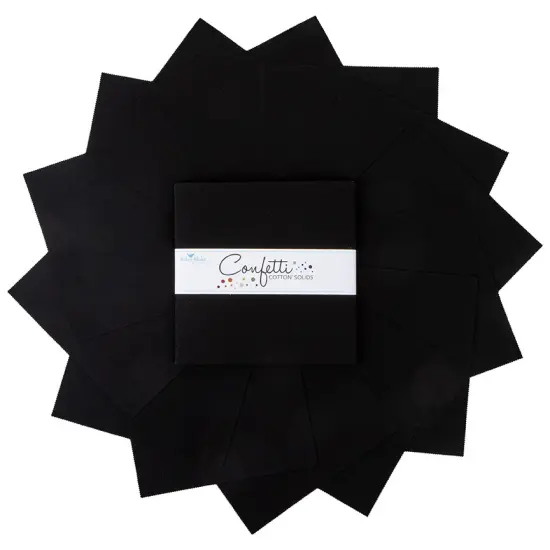 Confetti Cotton 10" Square Pack (Layer Cake / 10" Stacker) in Pitch Black byfor Riley Blake (10-120-PITCHBLACK-42) {3}
