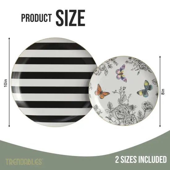 Earthtrends Heavy Duty Paper Plates for parties &ndash; Includes 8-Inch Paper Dessert Plates and 10-Inch Paper Dinner Plates &ndash; Disposable Floral Paper Plates for Parties, Weddings, Events, BBQs, Birthdays, Catering, Holidays &ndash; Elegant Tableware Set Monarch {6}