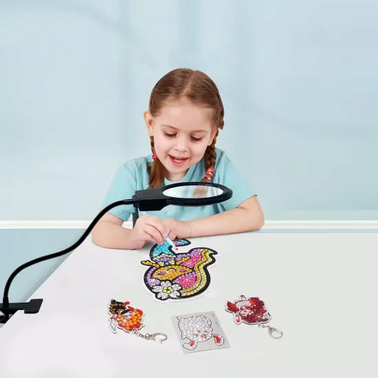 5D Diamond Painting Tools, LED Light with Magnifiers for Diamond Painting, 4X & 6X Magnifier LED Light with Clip and Flexible Neck, 5D Diamond Painting and Cross Stitch Tool Accessory Magnifier Lamp {3}