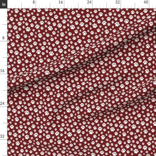 Various Fabrics by the Yard or Fat Quarter Paw Prints, Maroon, Dark Red, Dog, Rescue, Adopt, Puppy, Pet Custom Printed Fabric by Spoonflower {1}