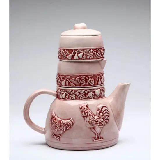Ceramic Rooster Teapot with Sugar and Creamer Set, Farmhouse Kitchen Decor, Gift for Her {2}