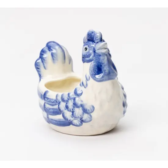 Ceramic Dutch Blue Rooster Planter, Farmhouse Decor, Gift for Her, Gift for Mom {3}