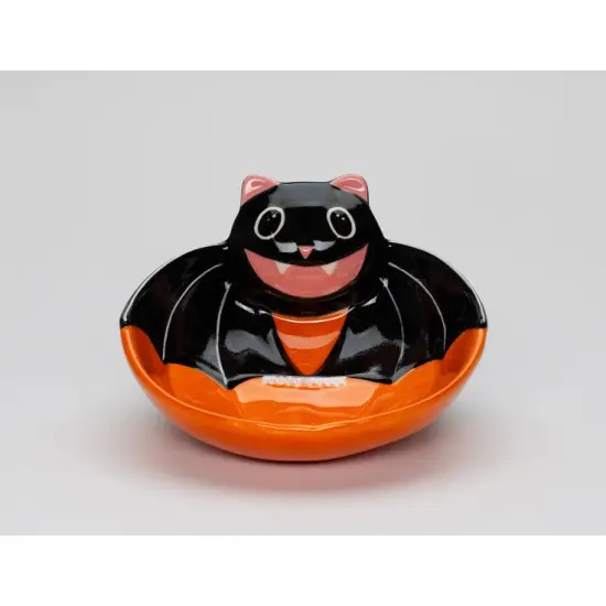 Ceramic Bat Pumpkin Candy Bowl, Halloween Spooky Decor, Fall Decor {2}