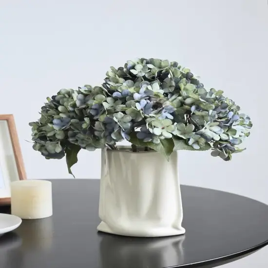 6pcs Artificial Silk Hydrangea Flower Bouquets - Deep Lake Blue {5}