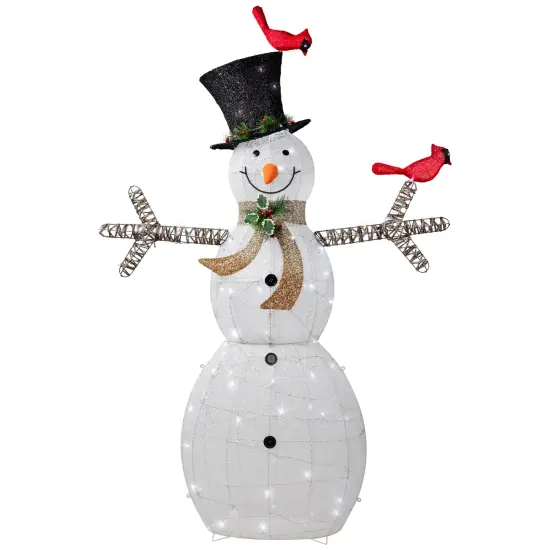 Northlight 72" LED Lighted Snowman with Top Hat Christmas Outdoor Decoration White {3}