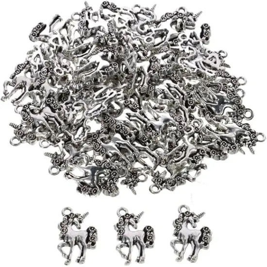 100Pcs Charms Unicorn Pendants {3}