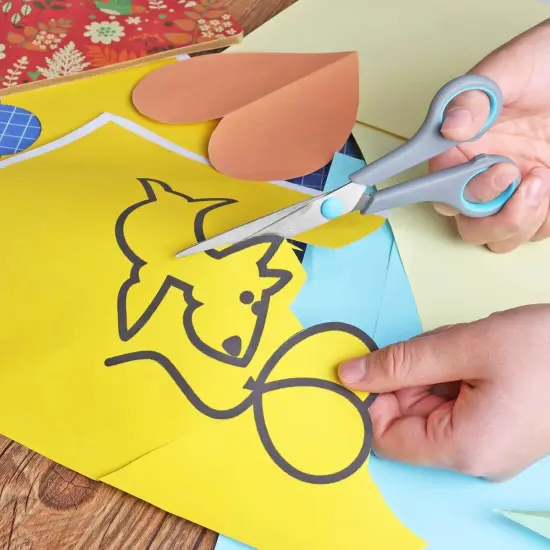 Scissors Set of 4, Premium Stainless Steel Razor Blades, Ergonomic Semi-Soft Rubber Grip, Suitable for School, Office and Family Daily Use, 9.6''/8.5''/6.4"/5.4", Blue&Gray {5}