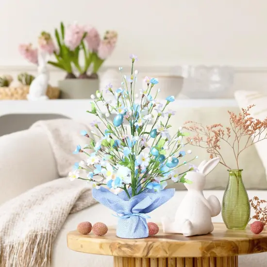 Easter Decorations, 18 Inch Artificial Easter Blue Egg Flower Tree Tabletop Decorations, for Home Party Wedding Holiday Spring Summer Decor. {4}