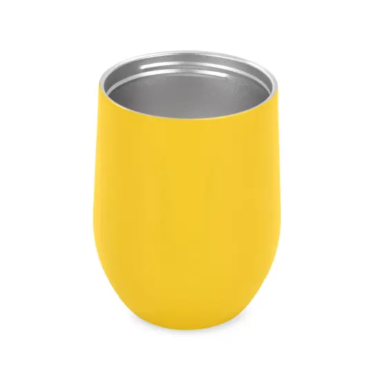 Makerflo 12 oz Powder Coated Wine Tumbler with Leak-Proof Clear Lid, Ideal for Craft and Personalization (Laser Engraving, UV DTF, Epoxy, and Vinyl) Yellow {3}