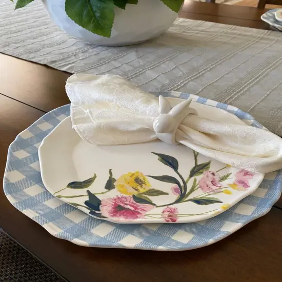 Porcelain Rabbit Napkin Rings - Easter Bunny Napkin Rings Holder, Easter Cloth Easter Plates Napkin Rings Dinning Room Table Decor, Set of 4 Vintage White Bunnies Napkin Rings Holder {2}