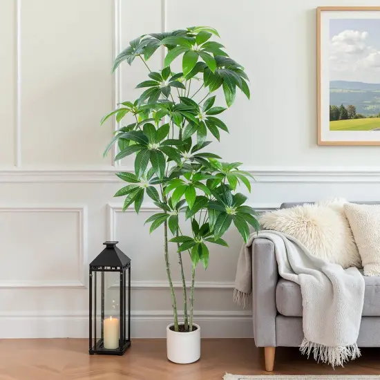 Money Tree Artificial - 6 FT Tall Fake Tree with Decorative planters - Large Faux Plants Lifelike Branches & Foliage - Artificial Plants Indoor for Home Office Living Room Decor {1}