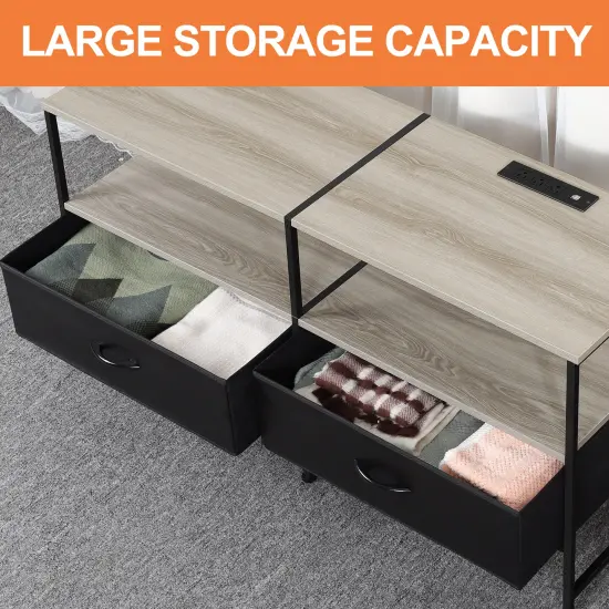 Farmhouse Style TV Cabinet Dresser with Outlet for Bedroom Living Room for 32/40/48/50 Inch TV {4}