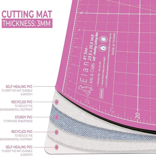 Cutting Mat A4 Pink & Purple, Self Healing Cutting Mat 12 x 9 INCH, 5-Ply Craft Mat Pink, Hobby Cutting Mat 12x9 INCH, Fabric Cutting Board for Crafts, Quilting Cutting Board, Craft Cutting Mat {4}