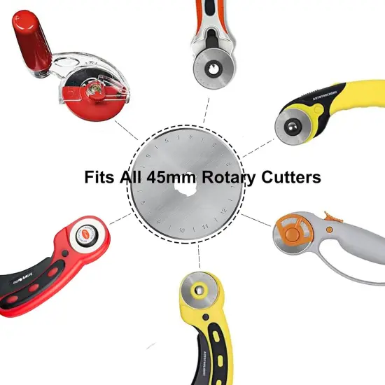 45mm Rotary Cutter Blades, Replacement Blades, Fits Fiskars,OLFA,Martelli,Dremel,Truecut,DAFA, SKS-7,Fabric Cutting Blades Refill for Quilting Scrapbooking Sewing Arts &Crafts, 45mm, 5 Pack(Silver) {2}