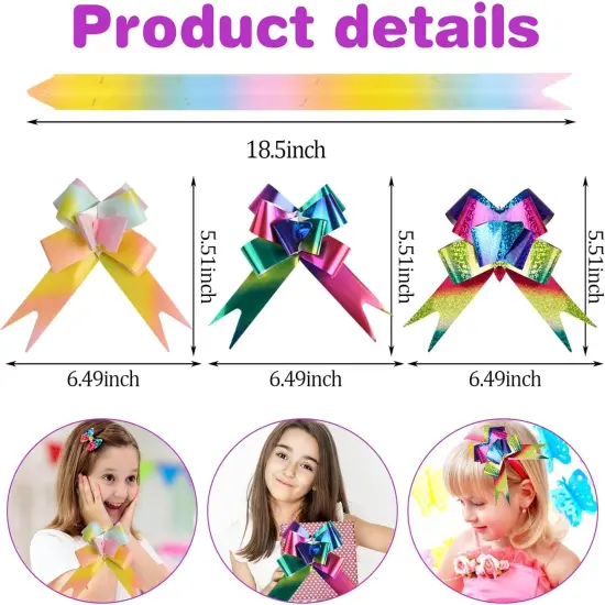 30 PCS Pull Bows,6 Inch Large Rainbow Laser Color Birthday Gift Present Wrapping Ribbon for Mother's Day Basket Box Decor Party Supplies Wine Bottles Gift Decorations {2}