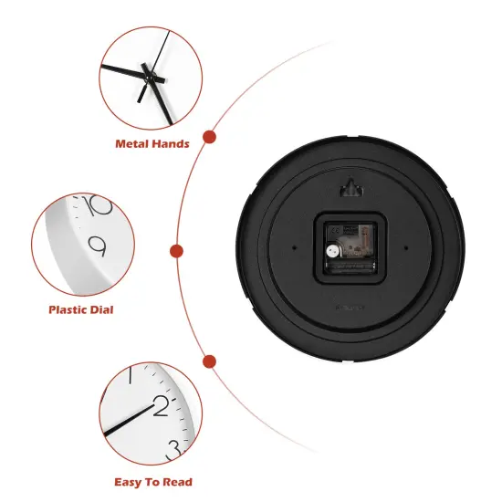 Modern 9.8-Inch Silent Wall Clock &ndash; Minimalist Design, Battery Operated White {3}