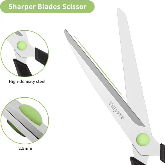 Scissors, Stainless Steel Blades Soft Grip for Home, School, Office. Black and Green, 4 {3}