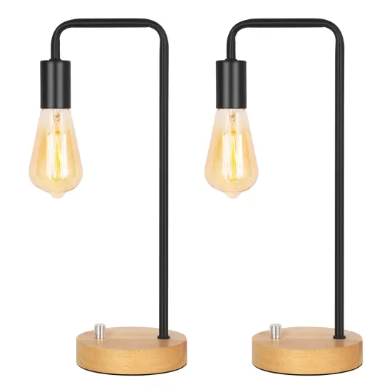 2pcs table lamp with wooden base office lamp bedroom dormitory {1}