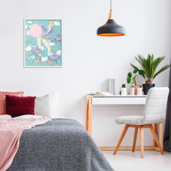 Stupell Industries Pastel Exercise Ball Girl Framed Giclee Wall Art Design by Melissa Wang {2}