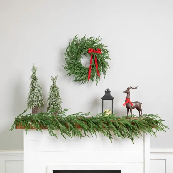 Northlight Iced Cedar Pine Artificial Mini Christmas Tree - 22" - Unlit Green {4}