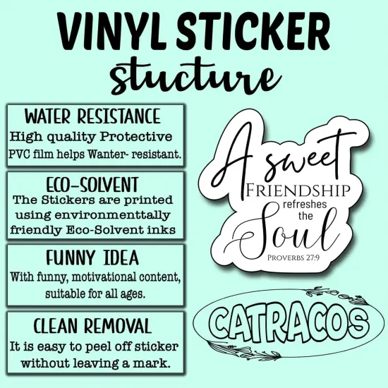 (3Pcs) A Sweet Friendship Refreshes The Soul Sticker, Christian Gifts Decorate Books Laptop Phone, Water Bottles Kindles Stickers, Tumbler Sticker Waterproof Vinyl Decorate 3 x 2,8" Inch {4}