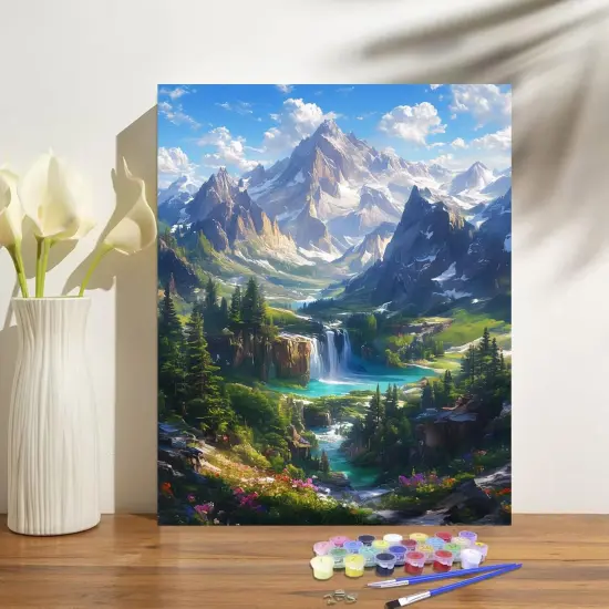 Landscape Paint by Numbers Kit for Adults Beginner Mountain Oil Painting Kit Adult Paint by Number Kits on Canvas DIY Painting for Beginners Art by Numbers Nature for Gifts Home Wall Decor 16x20 Inch {2}