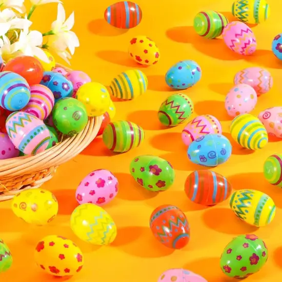 36PCS Plastic Easter Eggs Bulk, Fillable Painted Easter Egg Decoration, Easter Basket Stuffer for Easter Egg Hunt, Classroom Prize Supplies, Filling Treats and Party Favor {4}