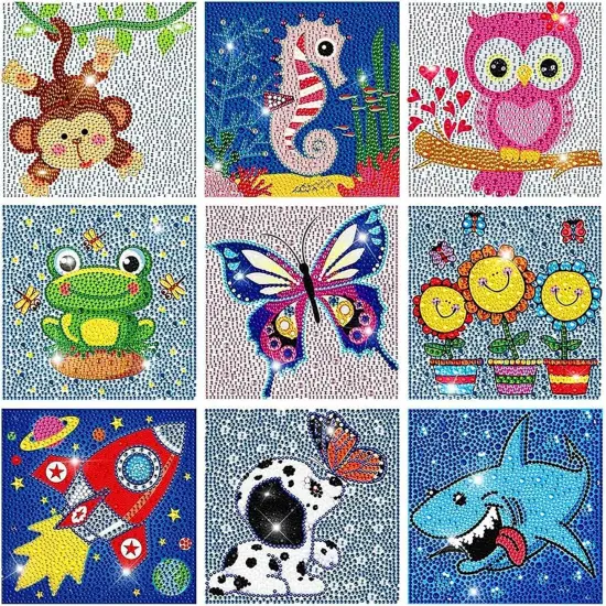 9 Pack 5D Diamond Painting Kits Cute Full Drill DIY Gem Arts and Crafts {1}