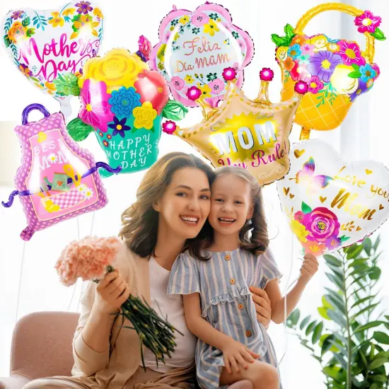 Happy Mother’s Day Balloons, 12Pcs Premium Aluminum Foil Mothers Day Balloons, Large Size Best Mom Day Heart Balloons for Mother's Day Party Birthday Decorations Supplies {2}
