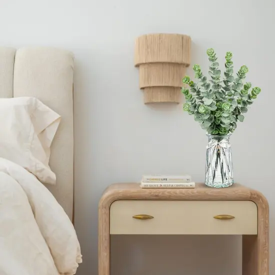 Artificial Eucalyptus Stems in Glass Vase with Faux Water, 20.4" Fake Plant Eucalyptus Leaves Faux Greenery Eucalyptus Branches for Home Office Farmhouse Bathroom Wedding Centerpiece Decor {4}