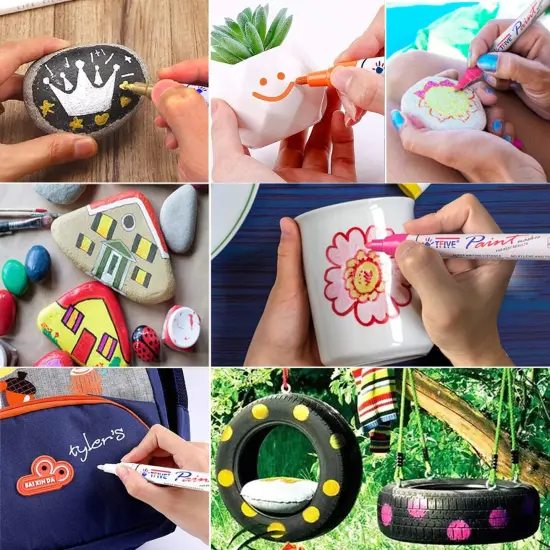 Paint Pens Paint Markers Never Fade Quick Dry and Permanent, 12 Color Oil-Based Waterproof Marker Pen Set for Rock Painting, Ceramic, Wood, Fabric, Plastic, Canvas, Glass, Mugs {3}