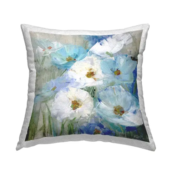 Stupell Industries Blue Spring Poppies Outdoor Printed Throw Pillow Design by Sally Swatland, 18 x 7 x 18 {1}