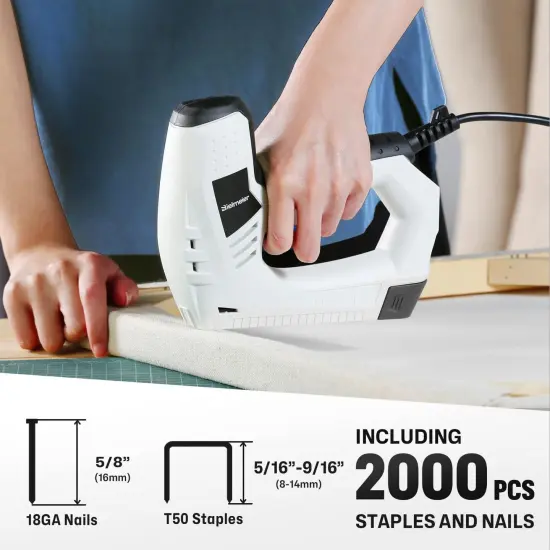 Electric Staple Gun, 2-in-1 Staple Gun Brad Nailer Including 2000Pcs Staples and Nails, 120V Corded Nail Gun Electric Stapler Heavy Duty for DIY Projects, Upholster and Woodworking {2}